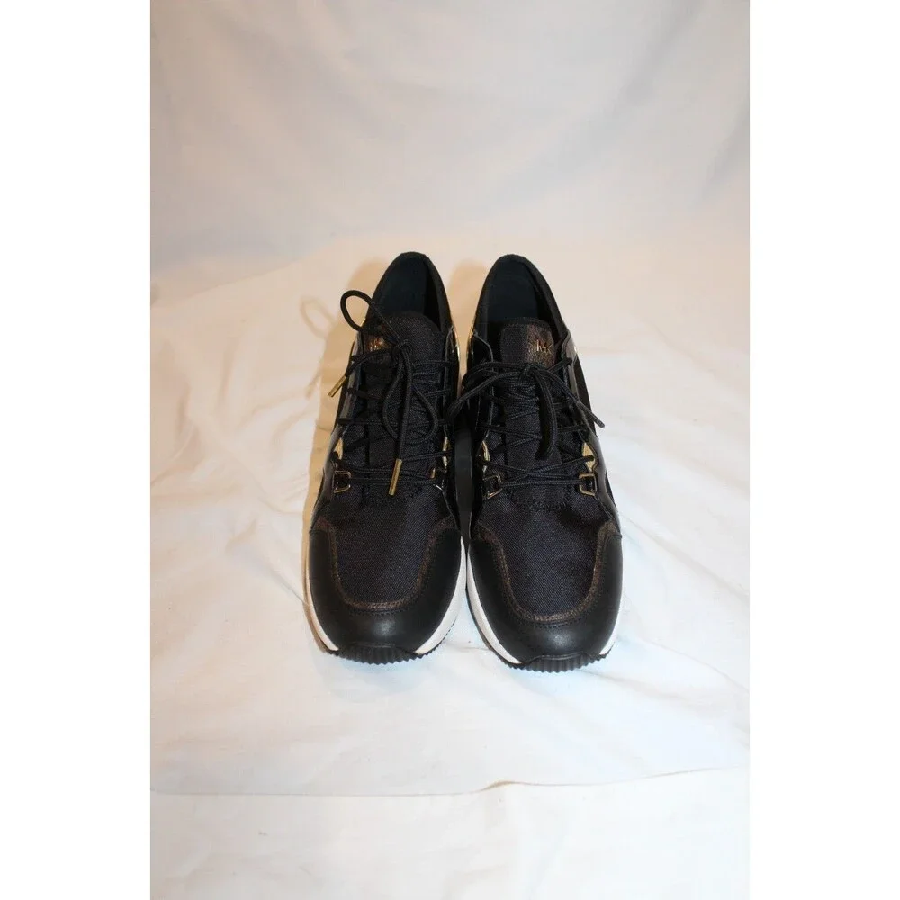 Michael Kors Women's Raina Lace-Up Athletic Shoes Trainer Logo Black NIB SZ 9